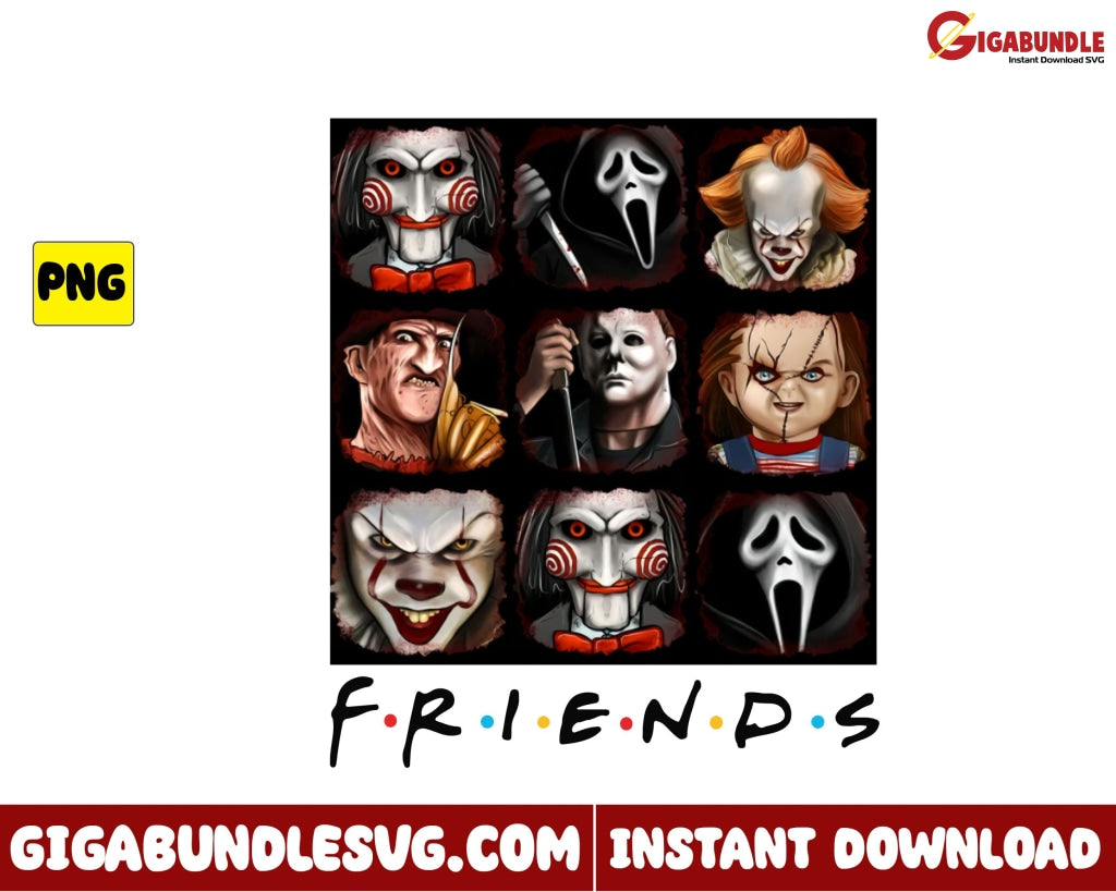 Horror Movies Friends Png Face Character Halloween - Instant Download
