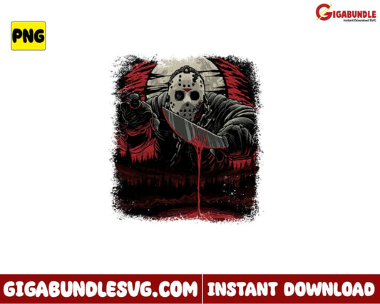 Horror Movies Png Blood Jason Character Halloween - Instant Download