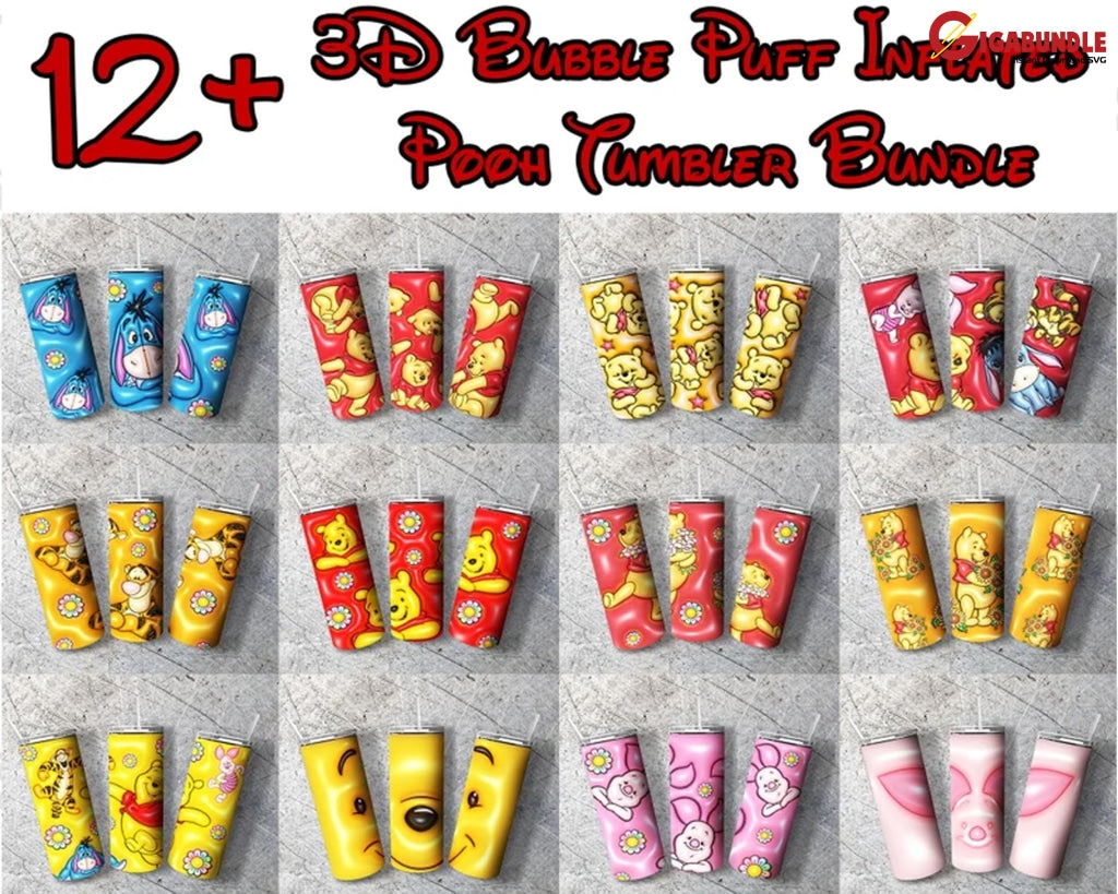 Inflated Puff Tumbler Wrap Png Bundle Design 20Oz Digital Download
