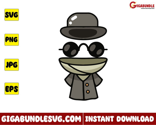 Invisible Man Svg Chibi Horror Character Halloween - Instant Download