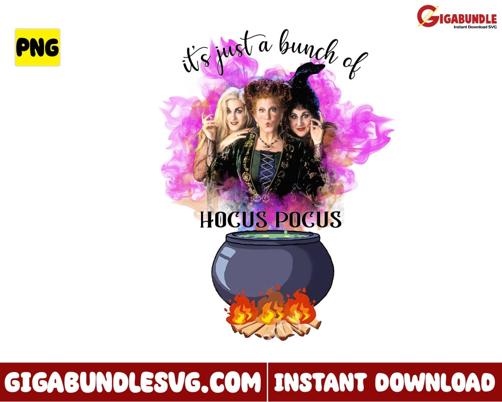 Its Just A Bunch Of Hocus Pocus Png Witch Sanderson Sister Halloween - Instant Download