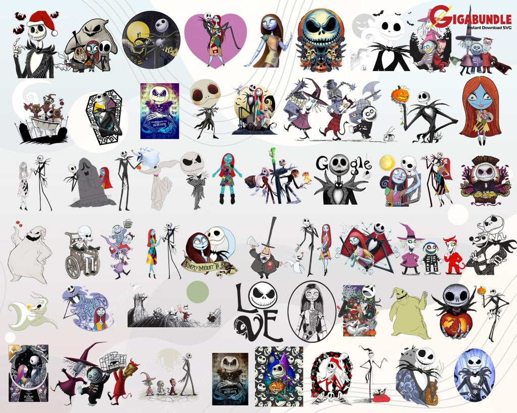 Jack Skellington Png Bundle Horror Movie Happy Halloween The Nightmare Before Christmas Png Digital