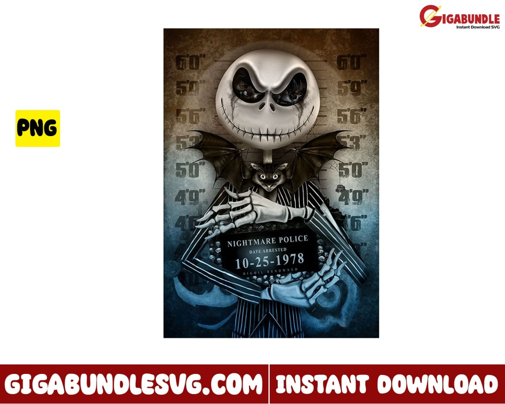 Jack Skellington Png Horror Movies Character - Instant Download