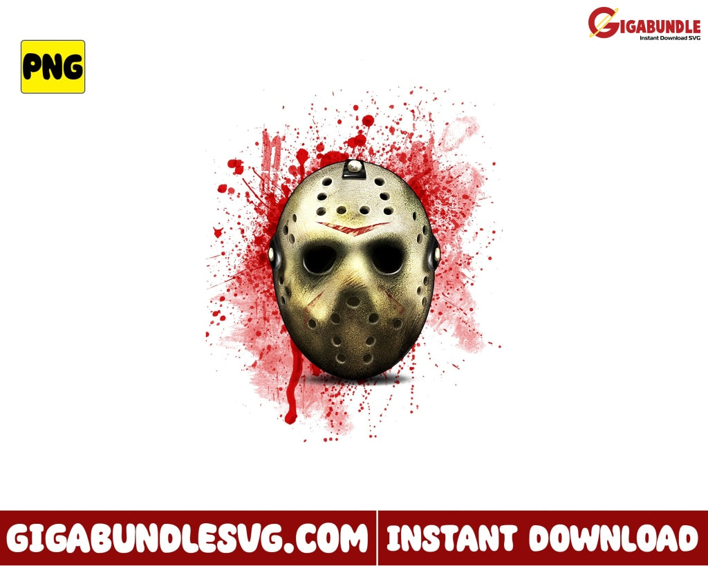 Jason Face Png Blood Horror Movies Character Halloween - Instant Download