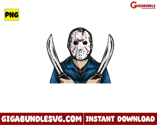 Jason Holds A Knife Png Voorhees Horror Character Halloween - Instant Download