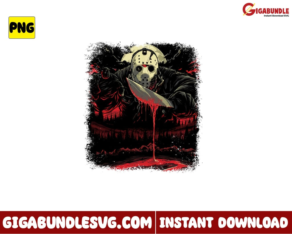 Jason Voorhees Png Blood Horror Movies Character Halloween - Instant Download