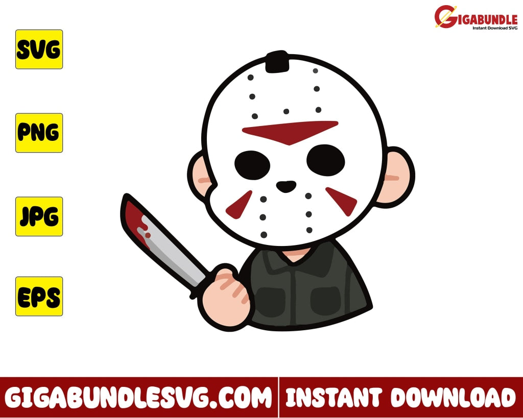 Jason Voorhees Svg Chibi Horror Character Halloween - Instant Download