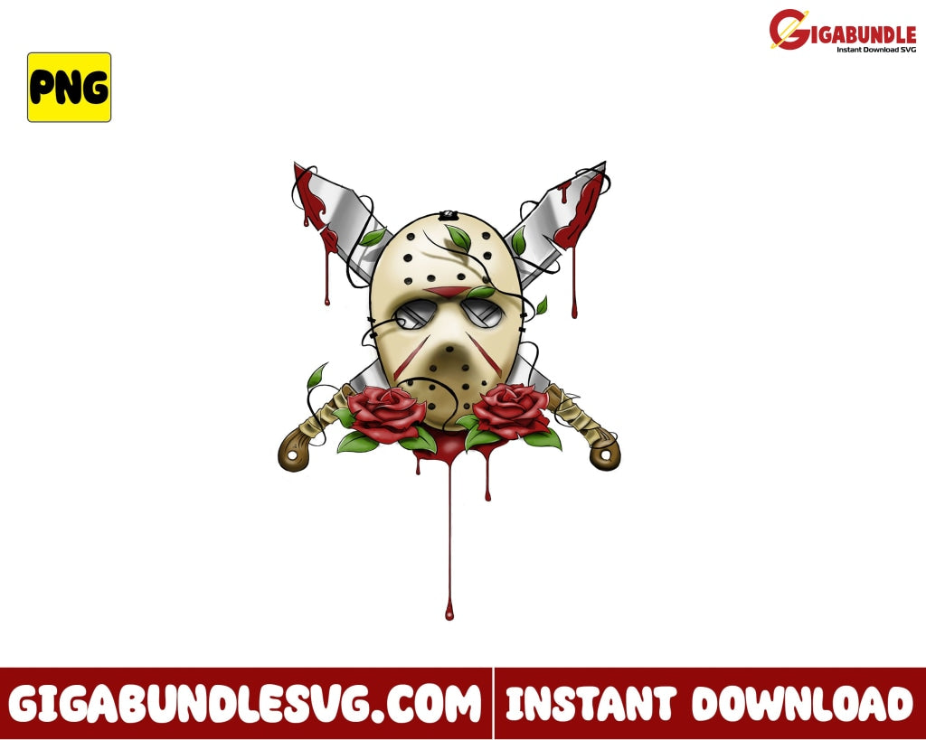 Jason Vorhees Mask Halloween Png Blood Horror Character - Instant Download