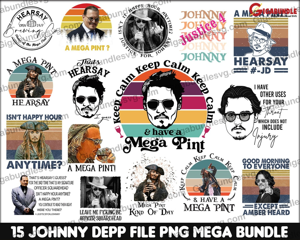 Johnny Depp Trial Png Justice For Mega Pint Hearsay Jack Sparrow Cricut Cut File Bundle