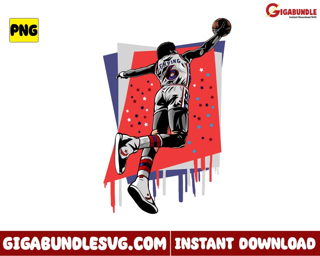 Julius Erving Dunks Png Basketball New Nba Bootleg - Instant Download