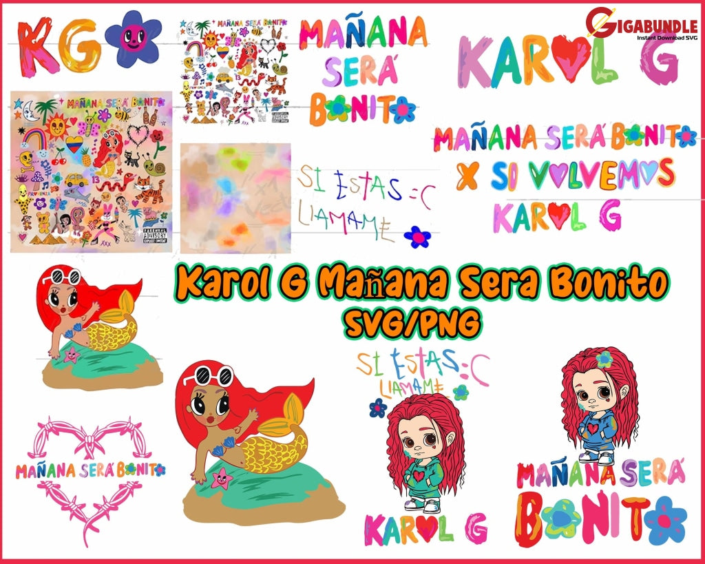 Karol G Bundle Album Cover Mañana Será Bonito Jpg/Png/Svg/Dxf Bichota Png Print And Cut Digital
