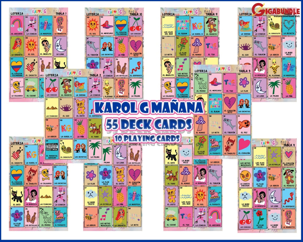 Karol G Mañana Sera Bonito Loteria Extended Cards 55 Deck Cards 10 Playing Instant