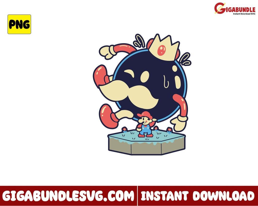 King Bob Omb Png Mario Super Bros Game - Instant Download