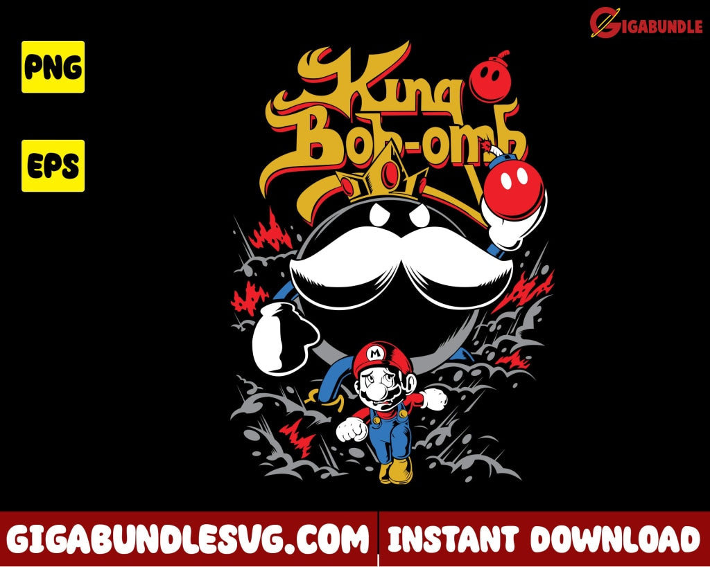 King Bob Omb Png Mario Super Cartoon - Instant Download