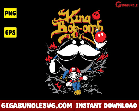 King Bob Omb Png Mario Super Cartoon - Instant Download