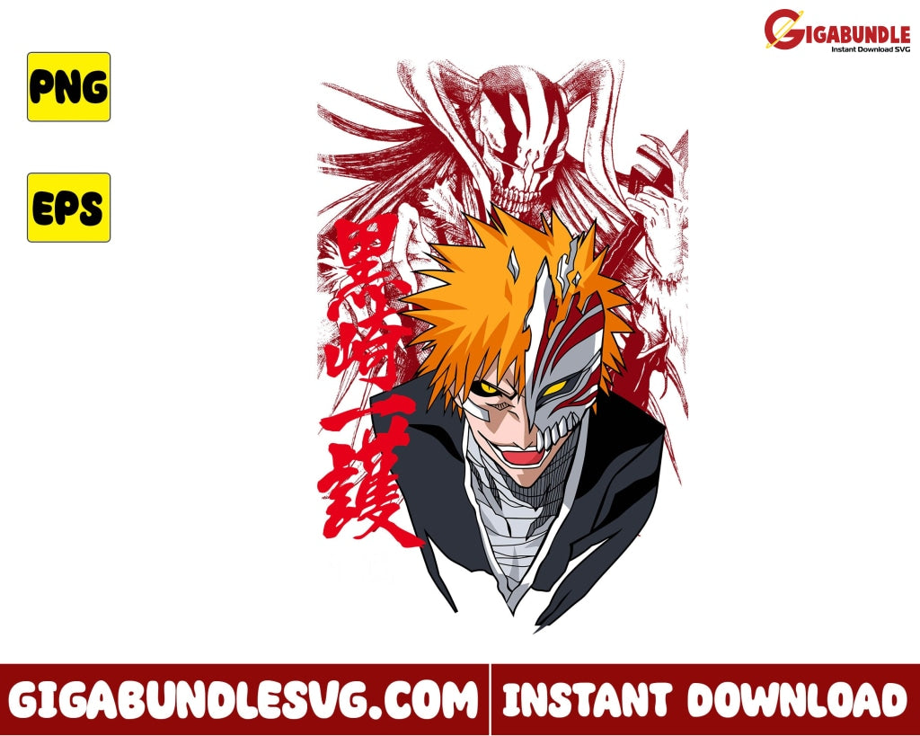 Kurosaki Ichigo Png Bankai Bleach Anime - Instant Download