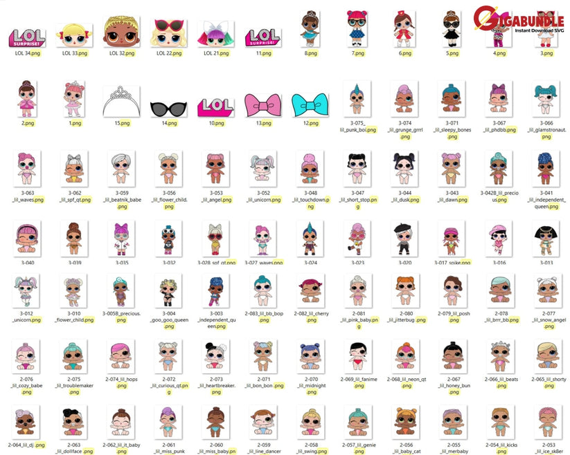 Lol Doll Bundle Svg, Mega bundle Svg- Instant Download – Gigabundlesvg