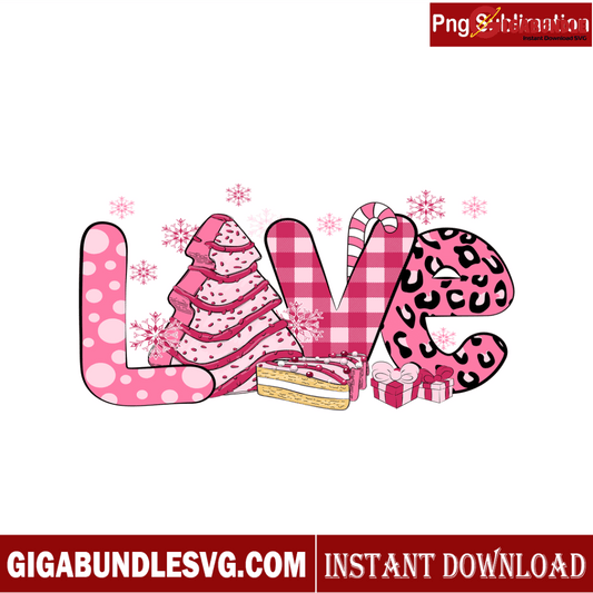 Love Tree Pink Christmas Cake PNG