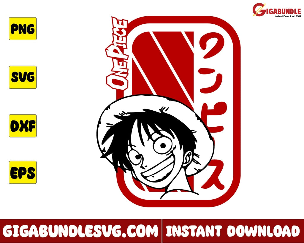 Luffy Face Svg Monkey D One Piece Manga Anime - Instant Download