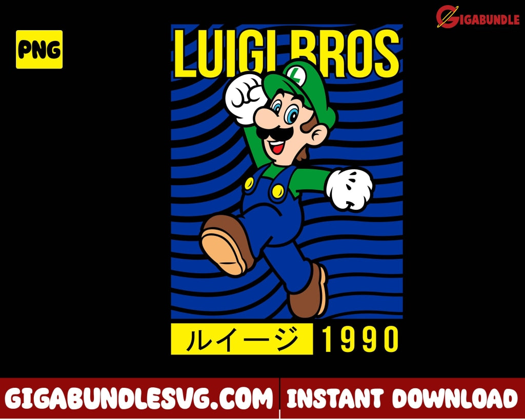 Luigi Bros Png Game Mario Super Cartoon - Instant Download