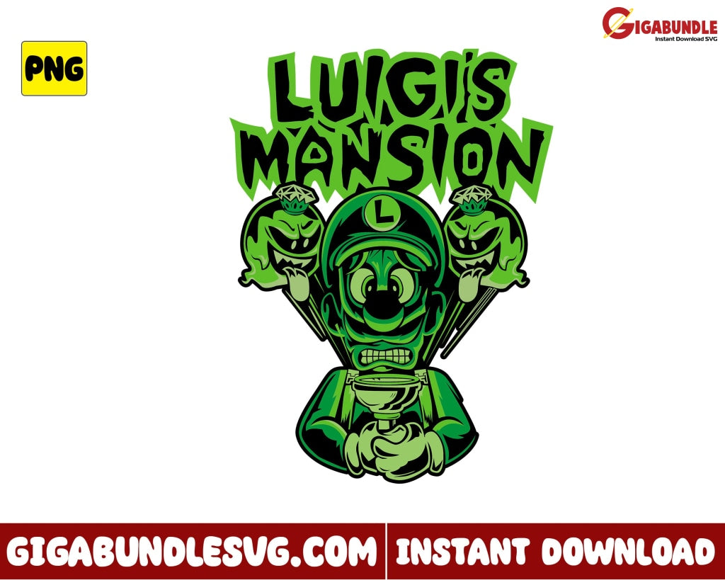 Luigis Mansion Png Luigi Game Mario Super Cartoon - Instant Download