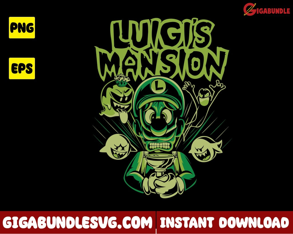 Luigis Mansion Png Luigi Mario Super Cartoon - Instant Download