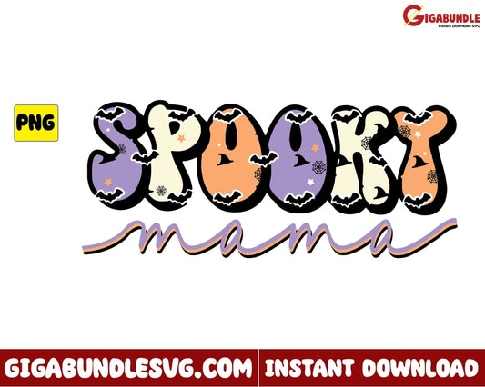 Mama Png Spooky Bat Retro Halloween - Instant Download