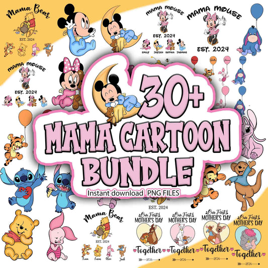 Mama Cartoon Bundle PNG, Baby Disney Bundle