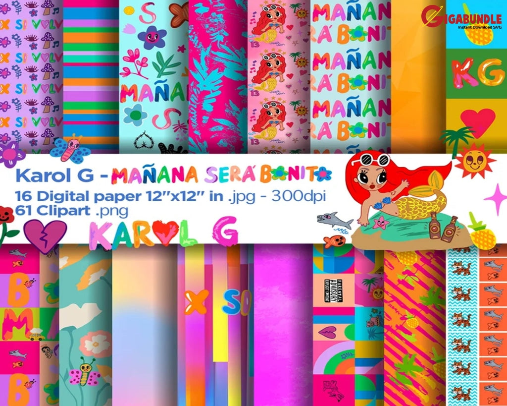 Manana Sera Bonito Digital Papers Karol G Backgrounds Mañana Scrapbook Printable Digital Paper