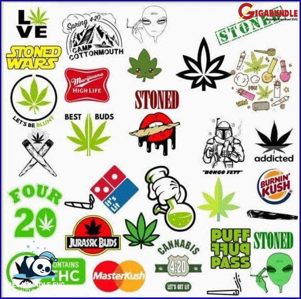 Marijuana Bundle Svg Marijuana Leaf Svg Smoke Weed Silhouette Pot Cannabis Cricut Cut File