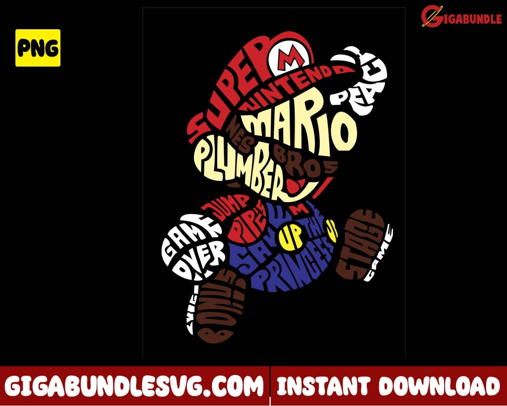 Mario Bros Png Funny Game Super Disney - Instant Download