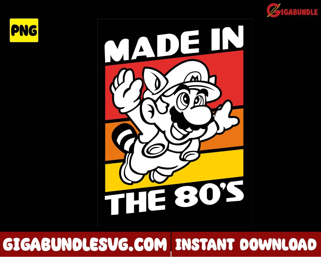 Mario Png Made In The 80S Super Bros Game - Instant Download