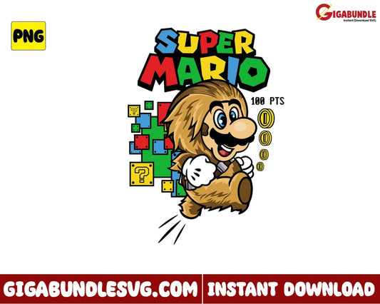 Mario Png Super Game Bros Cartoon - Instant Download