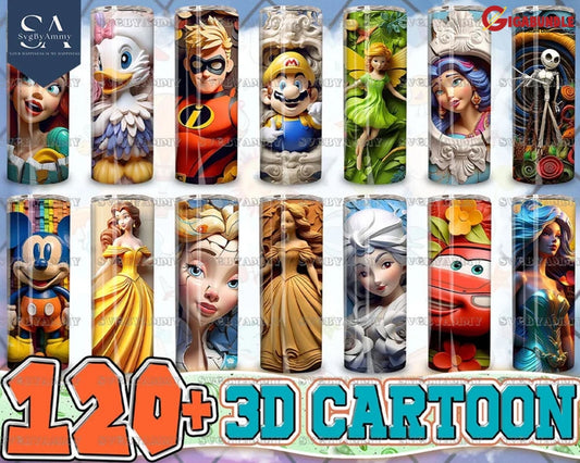 Mega 120+ Files All Styles 3D Movie Character 20 Oz Tumbler Designs Cartoon Sublimation Digital