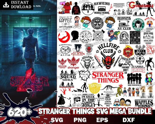 Mega Bundle 620+ Stranger Things Bundle Svg Png Font