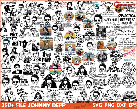 Mega Bundle Johnny Depp Trial Svg Justice For Svg Pint Hearsay Jack Sparrow Cricut Cut File Bundle