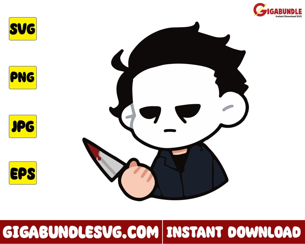Michael Myers Svg Chibi Horror Character Halloween - Instant Download