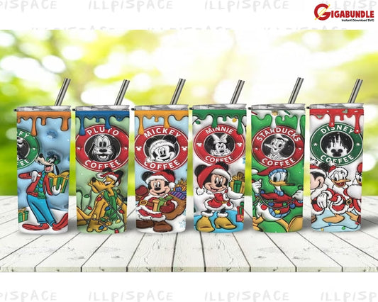 Mickey And Friend Star 3D Inflated Christmas 20 Oz Digital Tumbler Wrap Png Download