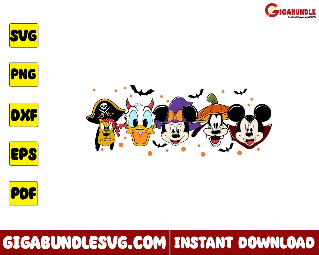 Mickey And Friends Face Svg Bat Halloween Disney - Instant Download