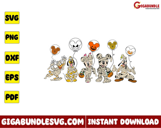 Mickey And Friends Mummy Svg Halloween Disney - Instant Download