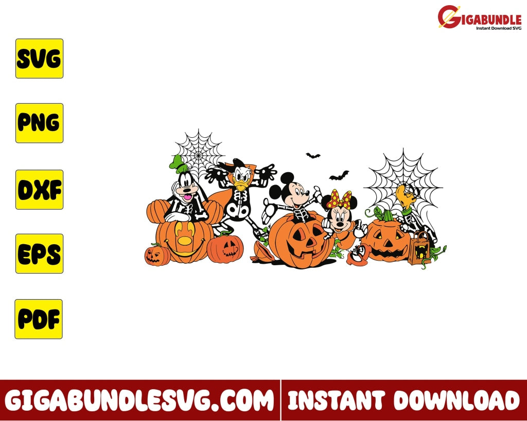 Mickey And Friends Svg Pumpkin Halloween Disney - Instant Download