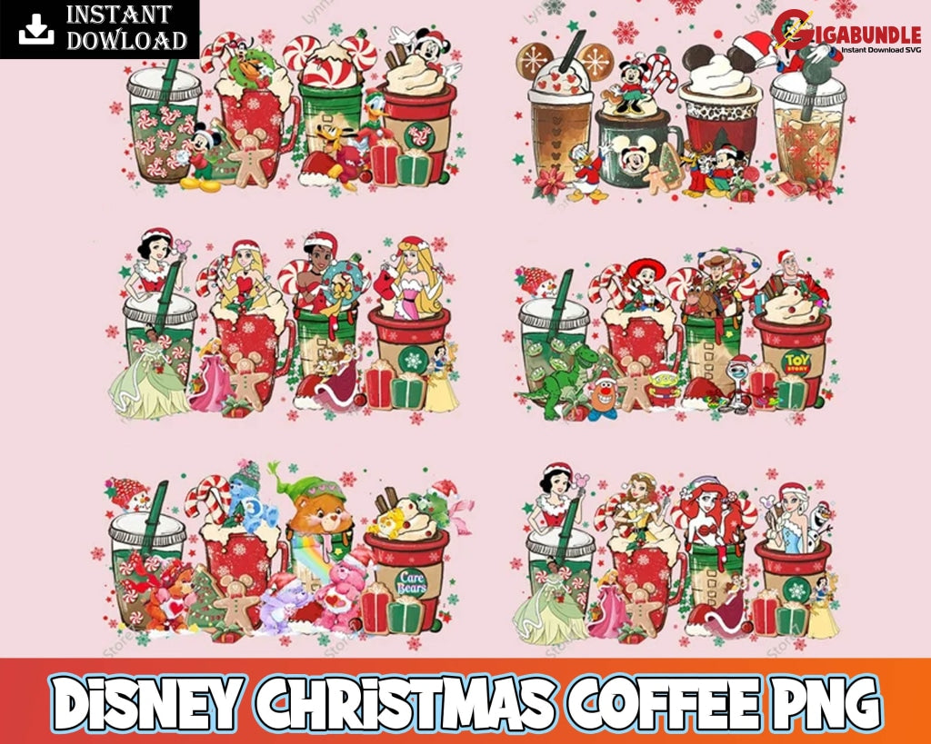 Mickey Christmas Coffee Png Toy Story Princess Drink Design Candy Snowman