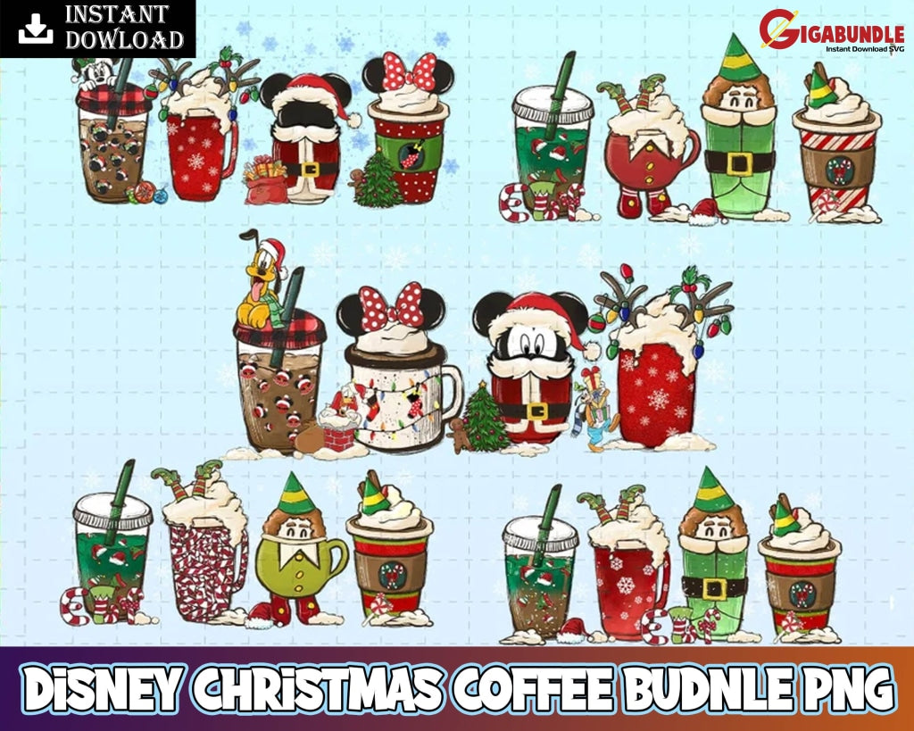 Mickey Christmas Coffee Png Toy Story Princess Drink Design Candy Snowman