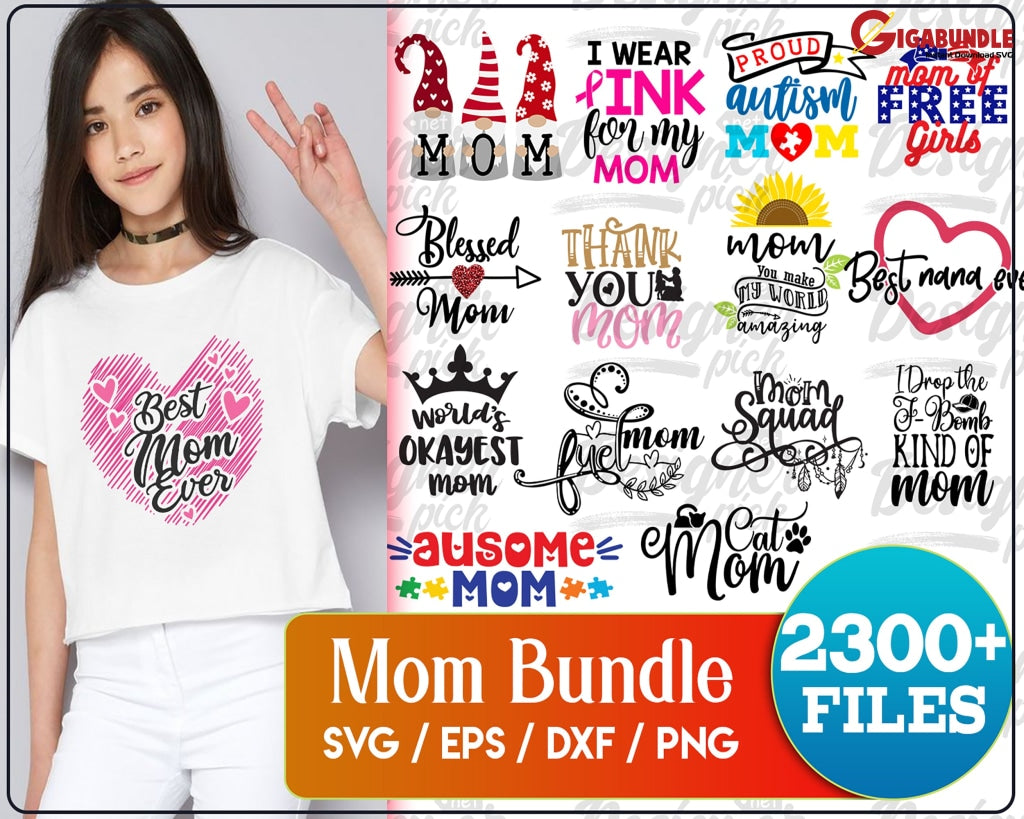 Mom Svg Bundle Mothers Day Life Girl Mom Mama Funny Quotes Blessed Mama Png