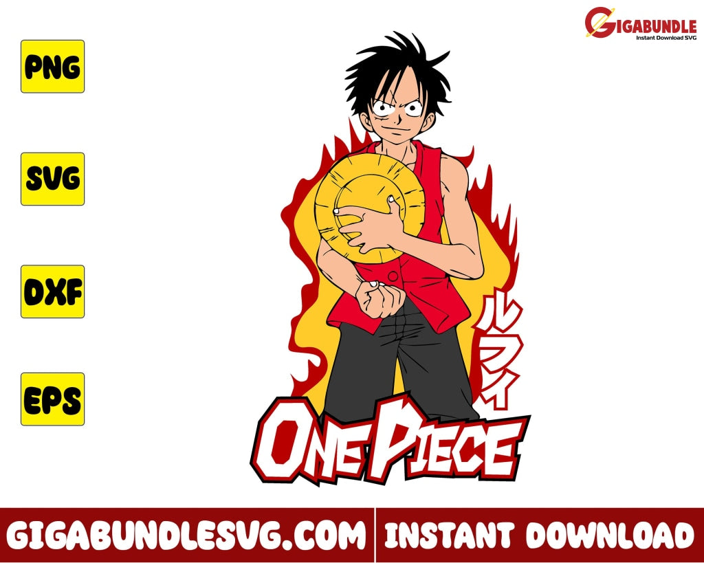 Monkey D Luffy Svg One Piece Anime - Instant Download