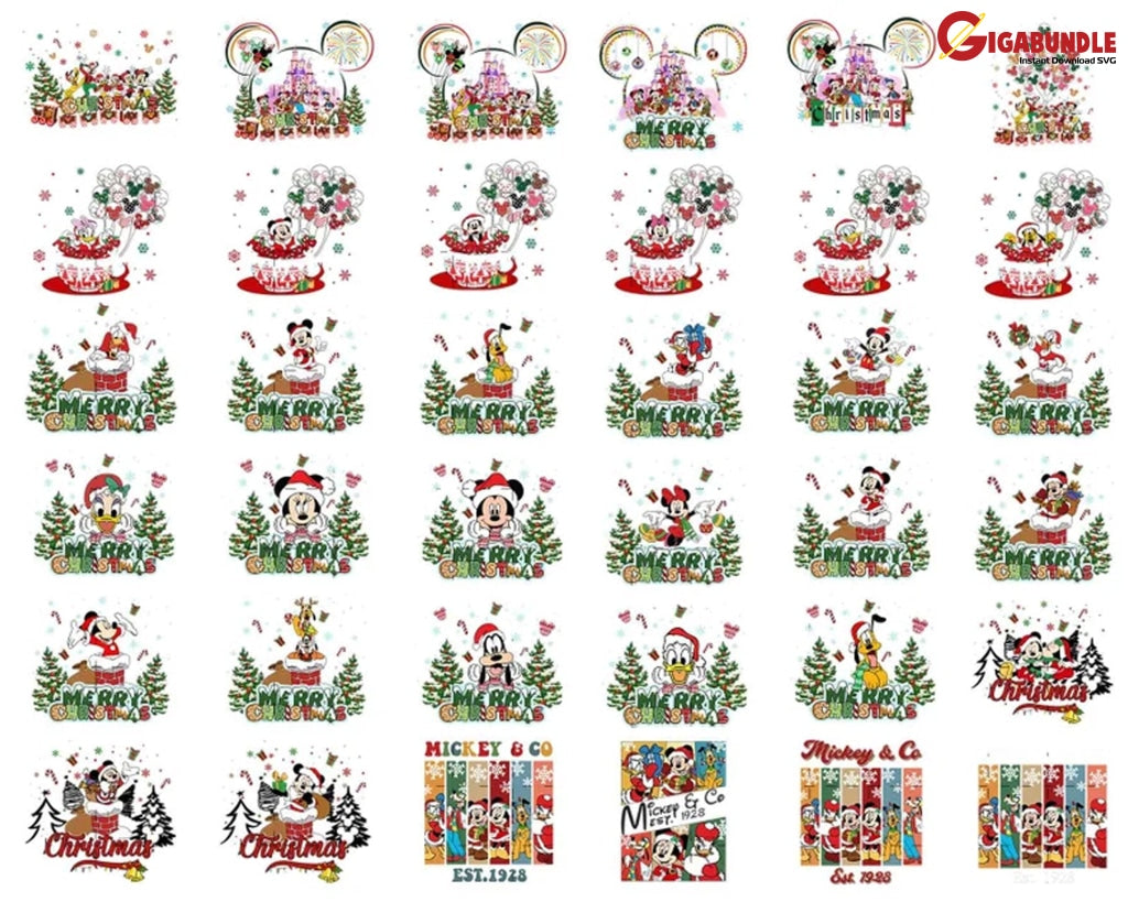 Mouse And Friends Png Bundle Christmas Cartoon Character Png Family Vacation Merry Digital Download