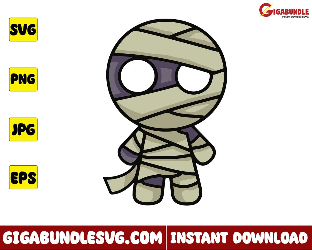 Mummy Svg Chibi Horror Character Halloween - Instant Download