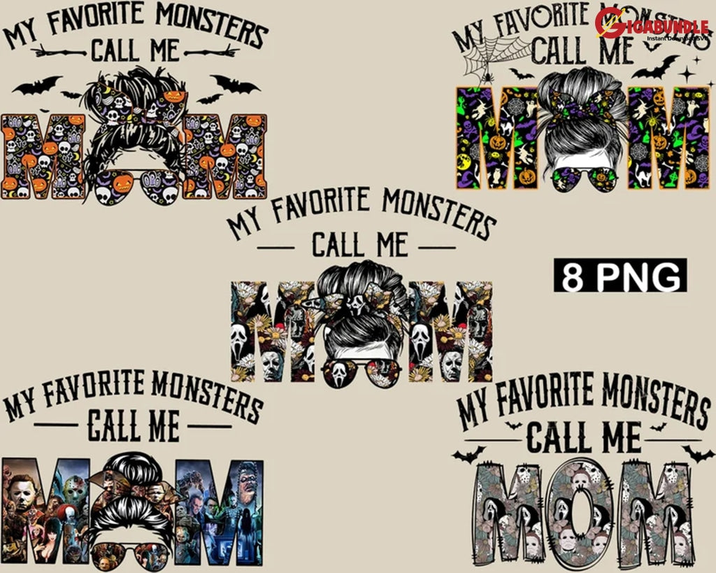 My Favorite Monsters Call Me Mom Halloween Png Retro Png