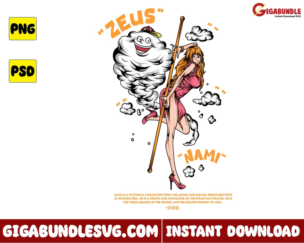 Nami Png Zeus One Piece Anime - Instant Download