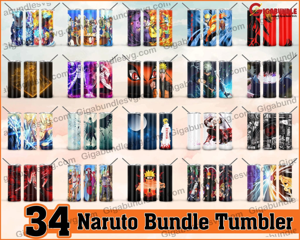 Naruto Tumbler-20Oz Skinny Straight Tumbler Sublimation Designs Full Wrap